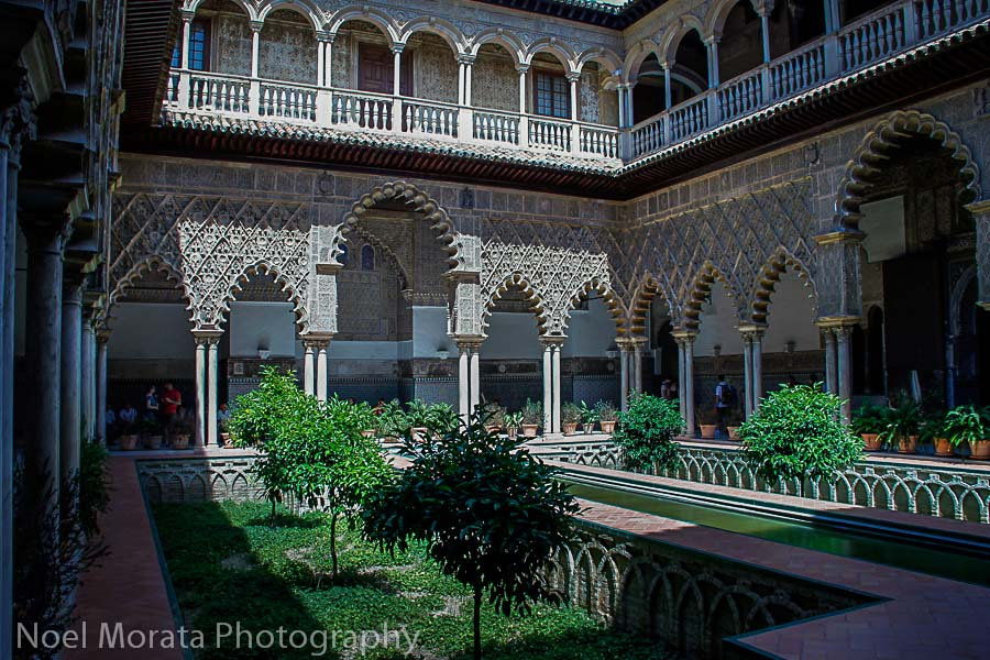 The courtyard of the maidens at the Alcazar in Seville