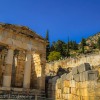 A reconstructed treasury that housed thank you gifts to the Oracle at Delphi