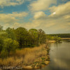 Beautiful landscape views taking a regional train to Copenhagen, Denmark