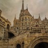 Looking up to Matthias church and Fisherman's Bastion - Budapest
