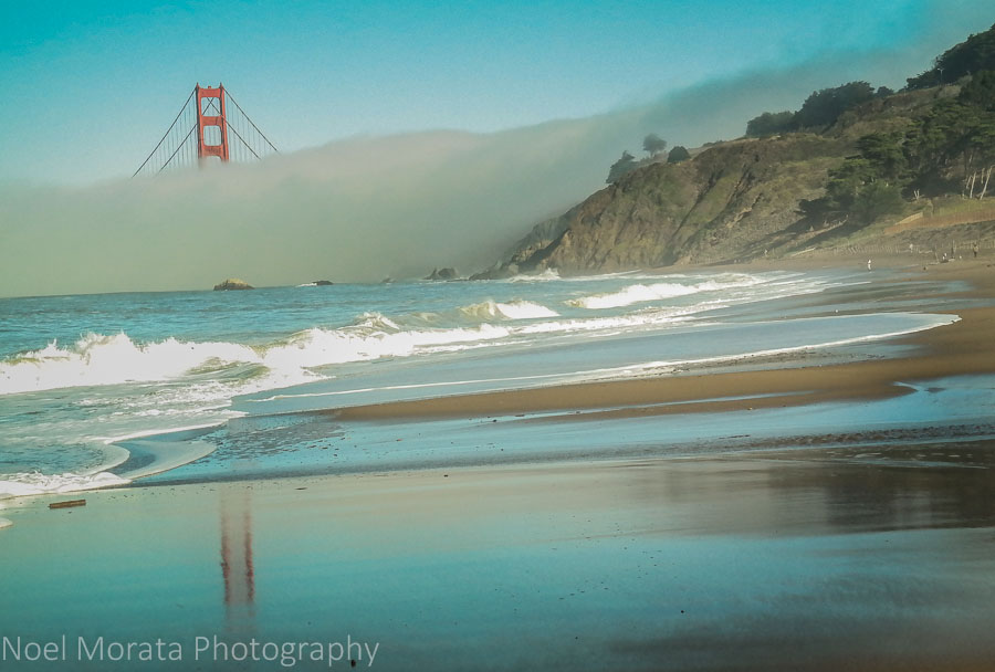 Golden Gate bridge hidden by fog