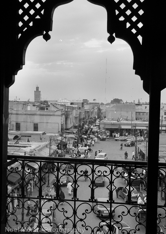 Balcony scene overlooking Marrakesh