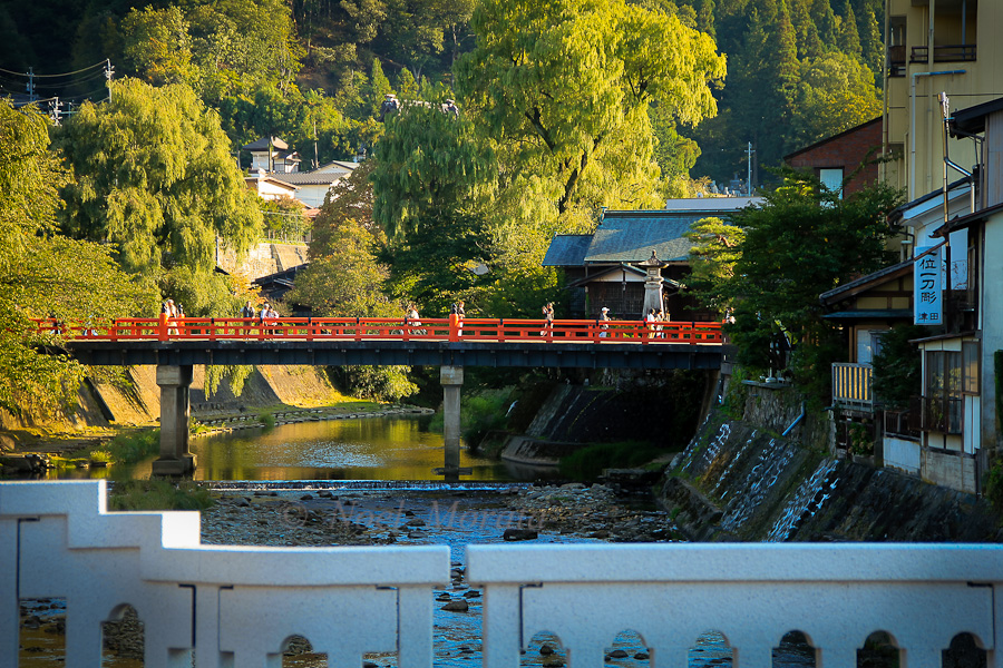 A colorful bridge crossing the main river
