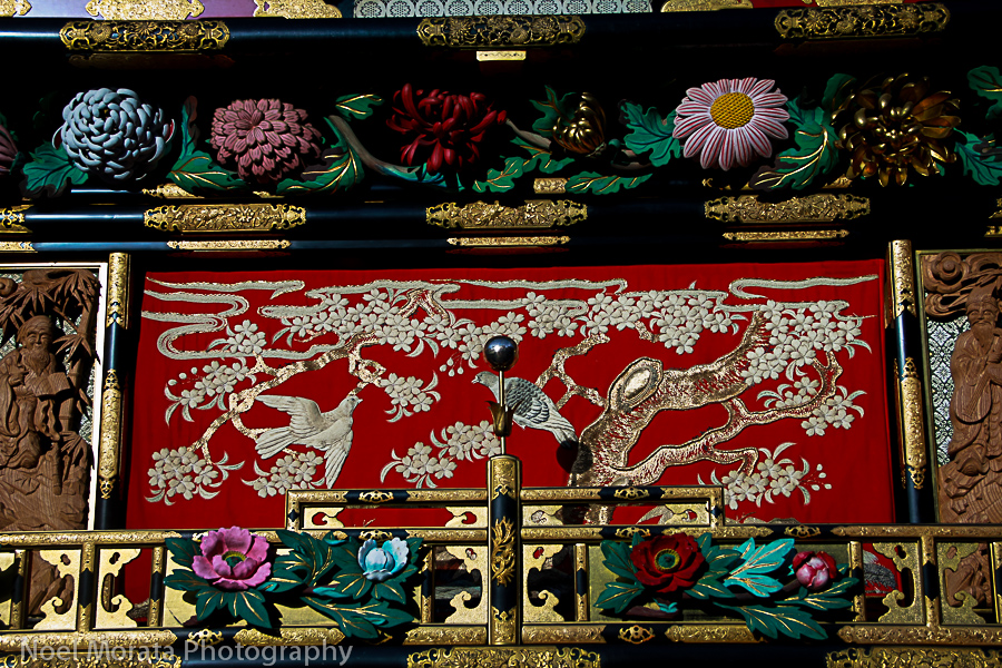 Intricate panel details to the yatai float