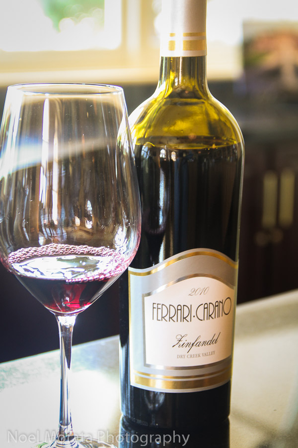 Tasting zinfandel at Ferrari Carano winery
