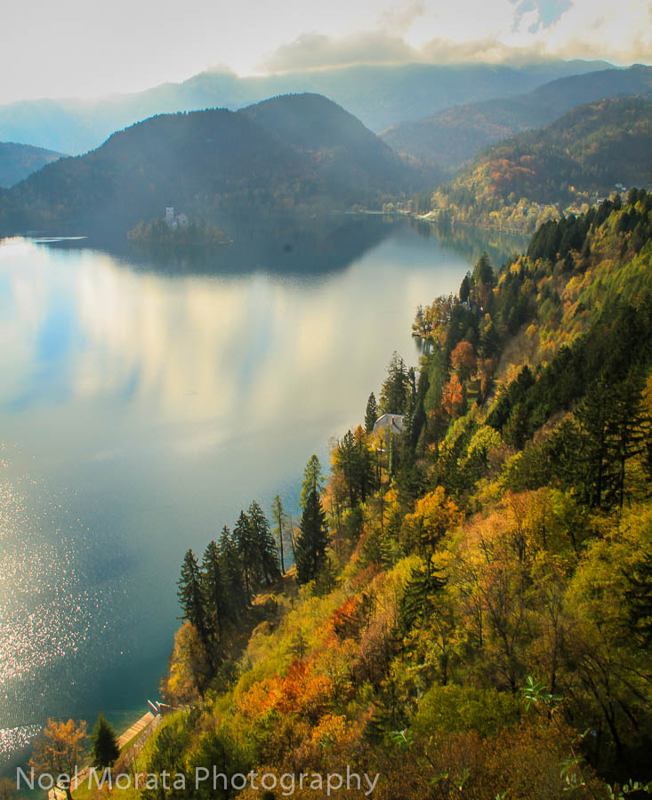 More colorful autumn views of Lake Bled from the castle