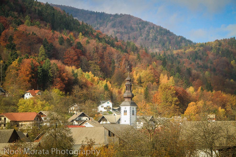Fall countryside train ride in Slovenia 