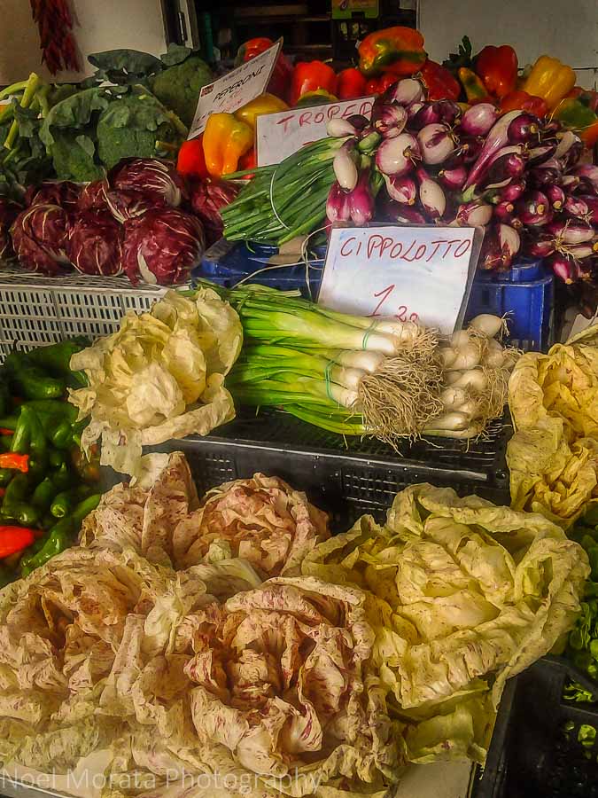 Colorful vegetables in season at the Faenza market