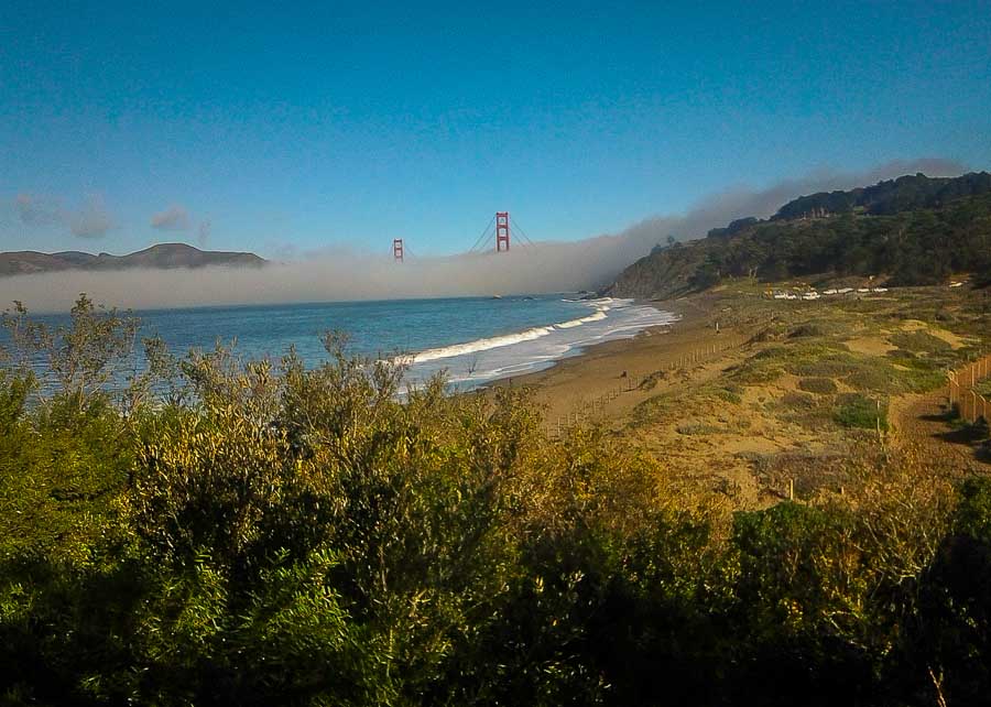 Baker beach and the Golden Gate bridge