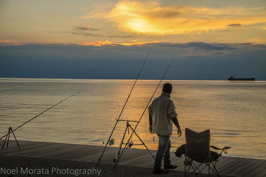 Fishing along the bay front in Thessaloniki