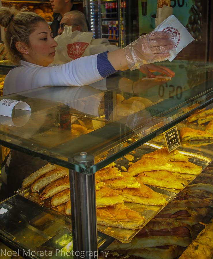 A pastry vendor at the Thessaloniki Modiano market
