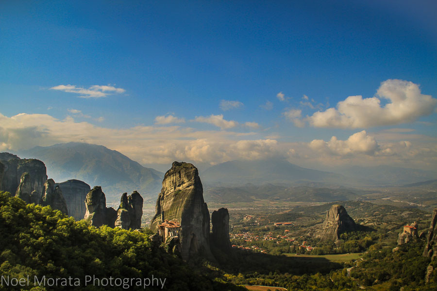 A panoramic view from above at Meteora, Greece