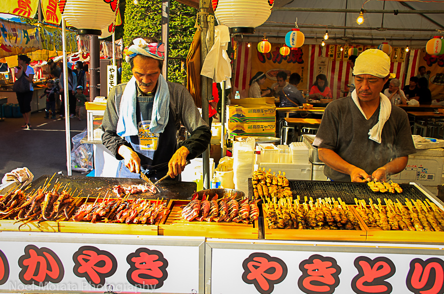 Street food at a harvest festival in Japan