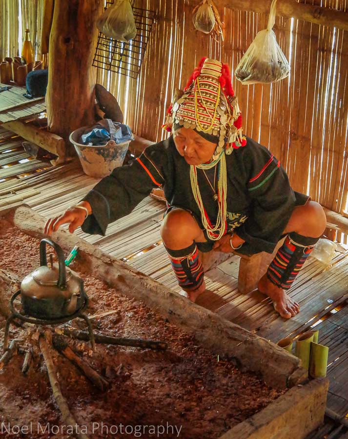 Preparing some tea for the visitors, Akha village tribe