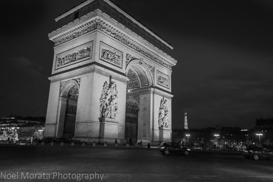 Lit up majestically, the Arc de Triomphe