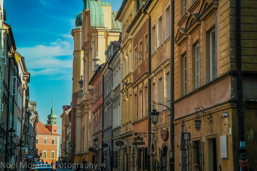 Colorful cobbled streets in Warsaw's old center