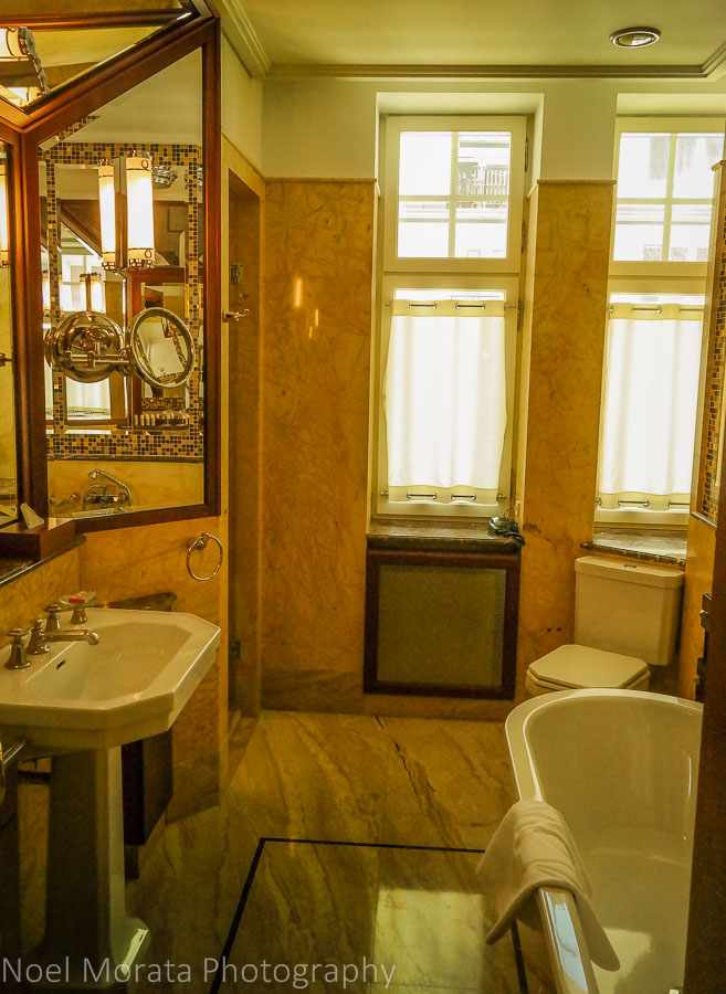 Ornate Art deco details in the bath suites, Hotel Rialto