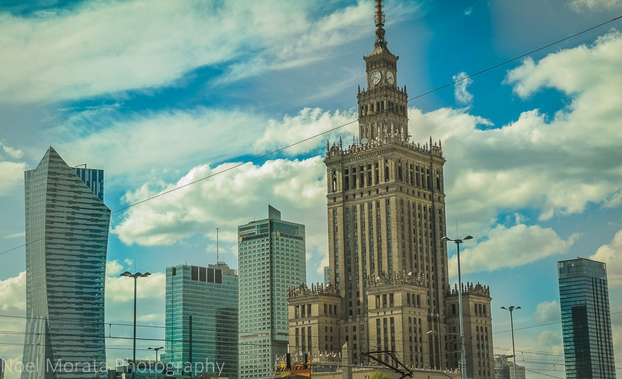 Old and modern skyline of downtown Warsaw, Poland