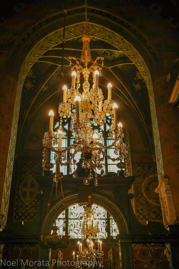 Beautiful chandeliers of St. Mary's basilica