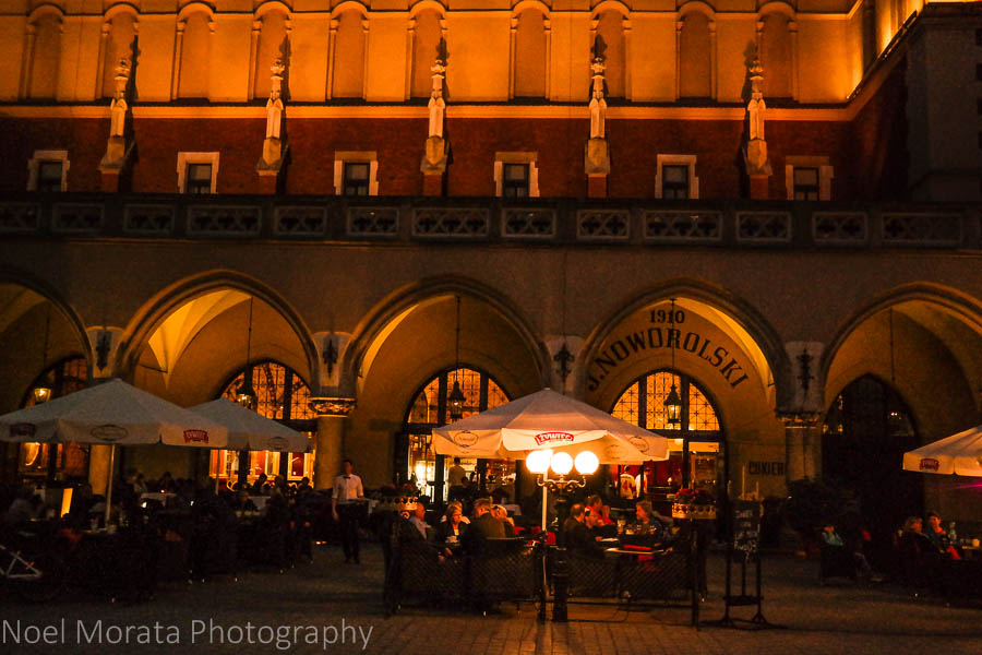 Krakow at night time - The main square and café scene