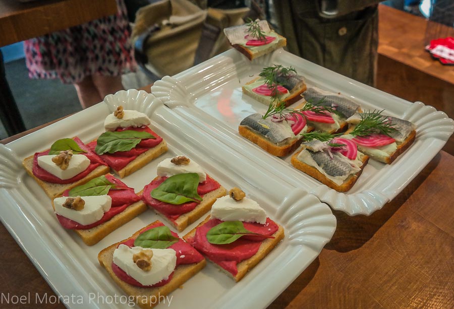 Eating and touring Prague in one day - Tasting open faced sandwiches in the Jewish district