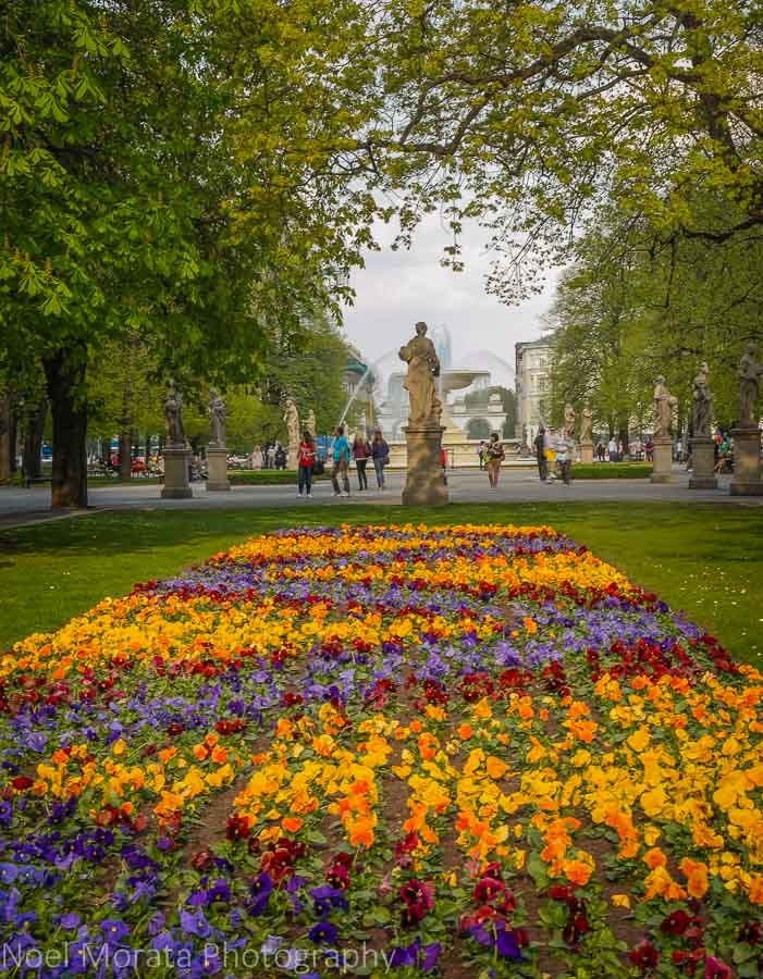 Touring warsaw - colorful gardens in the central district of Warsaw