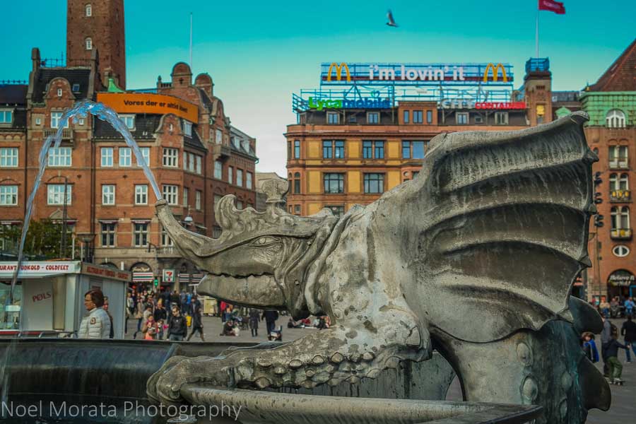 Fantasy dragon at city hall square - A first impression of Copenhagen, Denmark