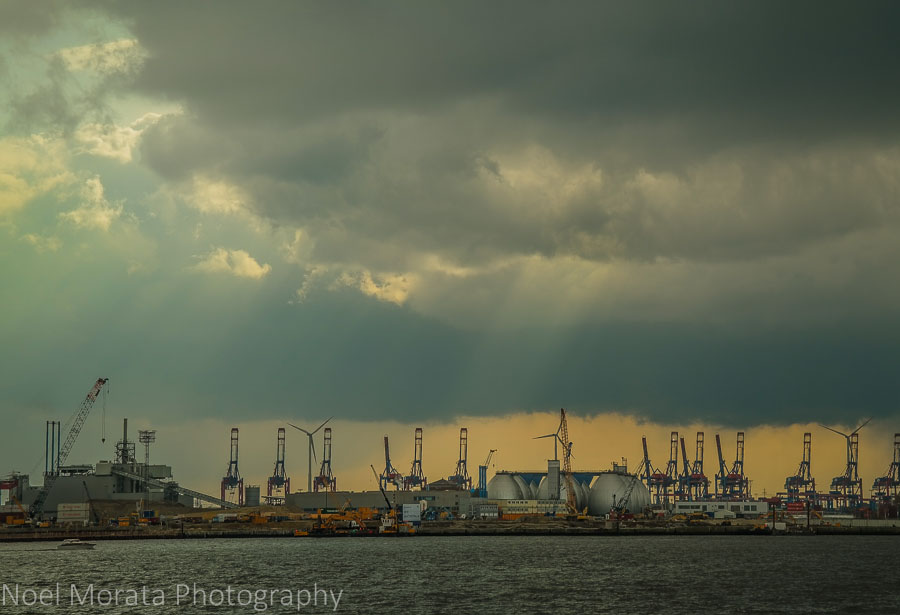 The container terminals at Hamburg's busy harbor