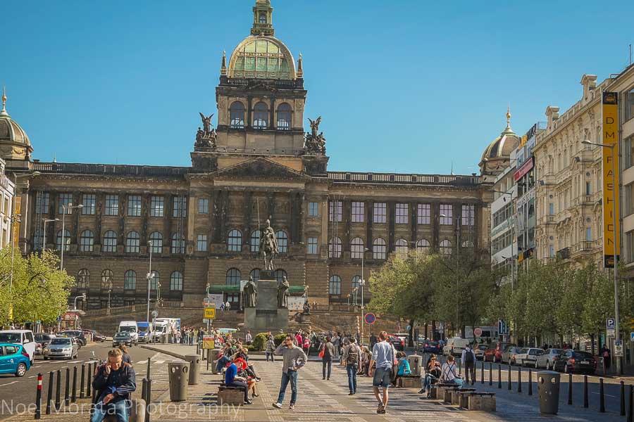 Eating and touring Prague in one day - Open plaza at Wenceslas square