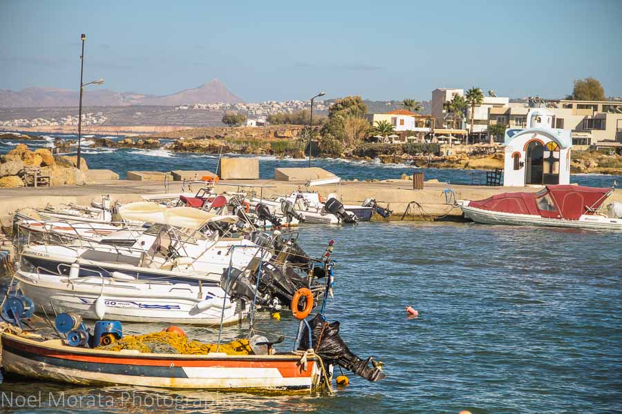 Fishing boats and harbor in Crete, Greece