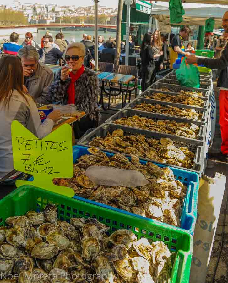 Delicious seafood for sale along the Saône river at Lyon, France