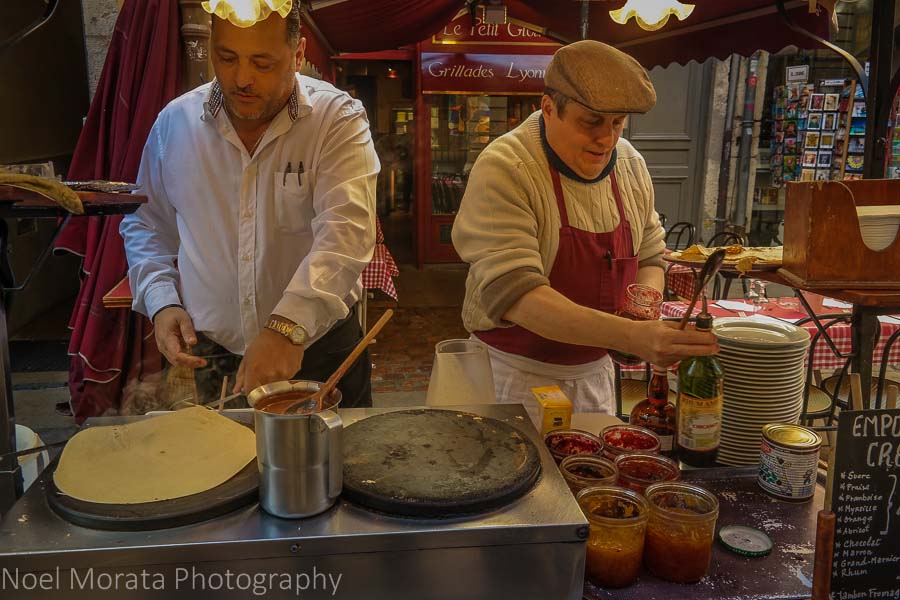 Crepes to go in the medieval district of Lyon, France