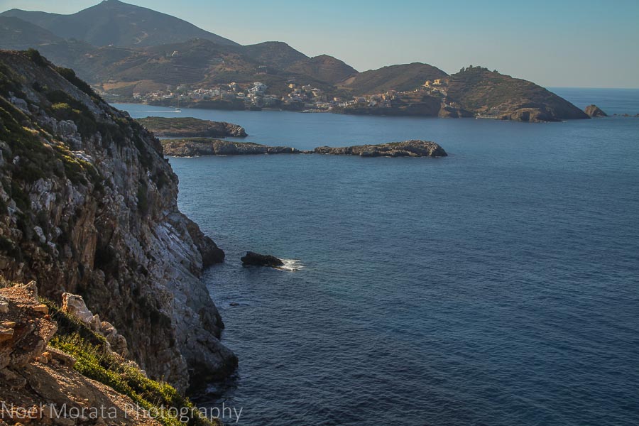 Cliff views to a secluded bay in Crete, Greece