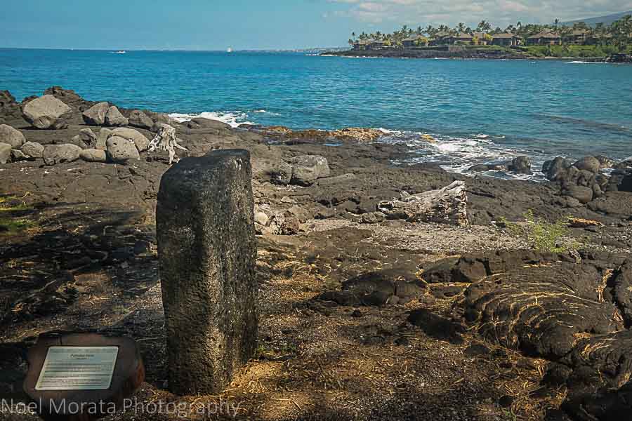 Symbolic stone rock along the ancient fishing village at Keauhou