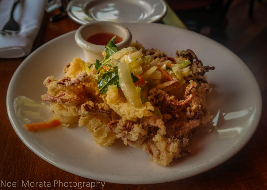 Fried calamari and pickled salad at Fat Cats in Cleveland
