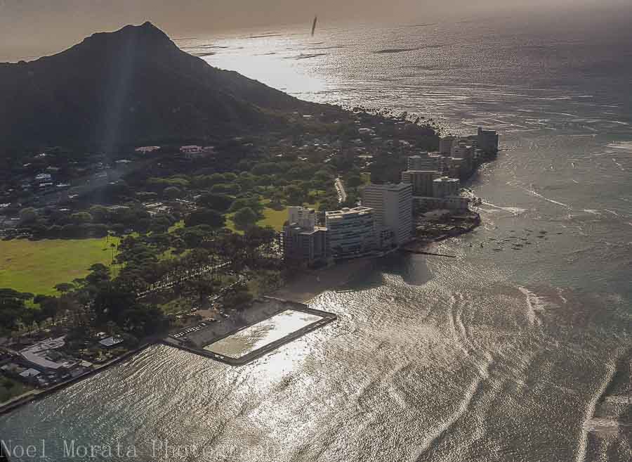 Approaching Diamond Head - Helicopter ride around Oahu