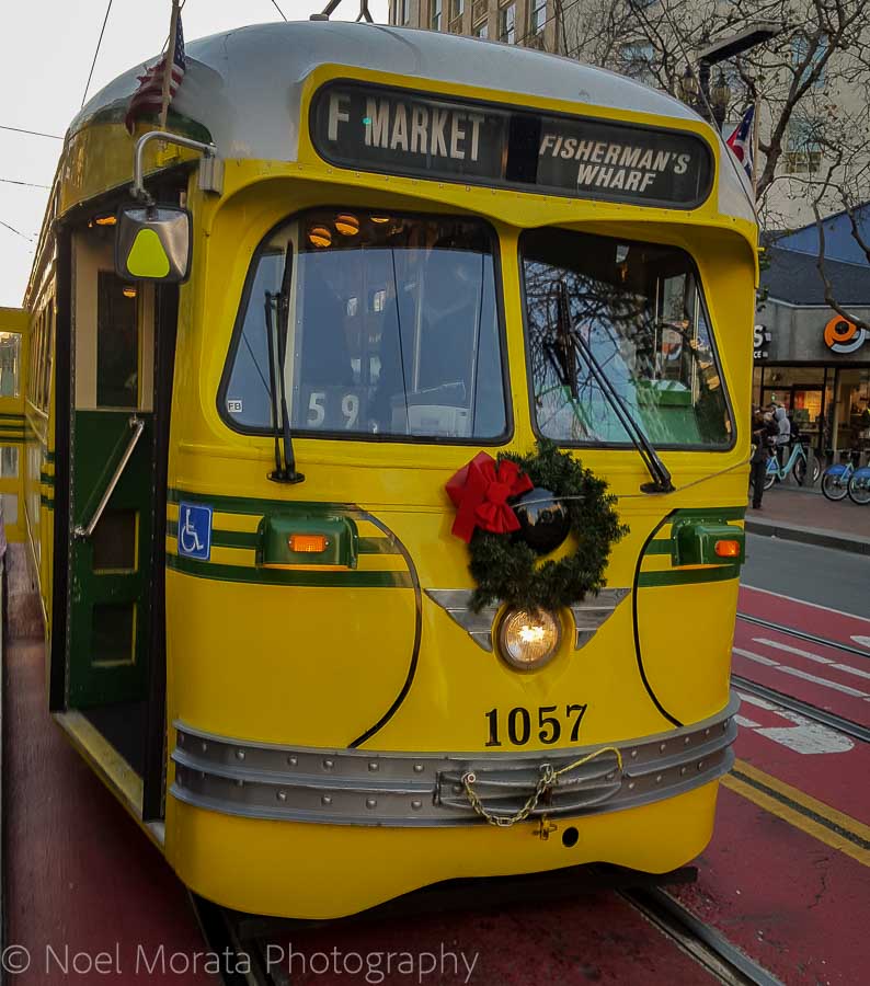 Decorated trolleys- Christmas in San Francisco