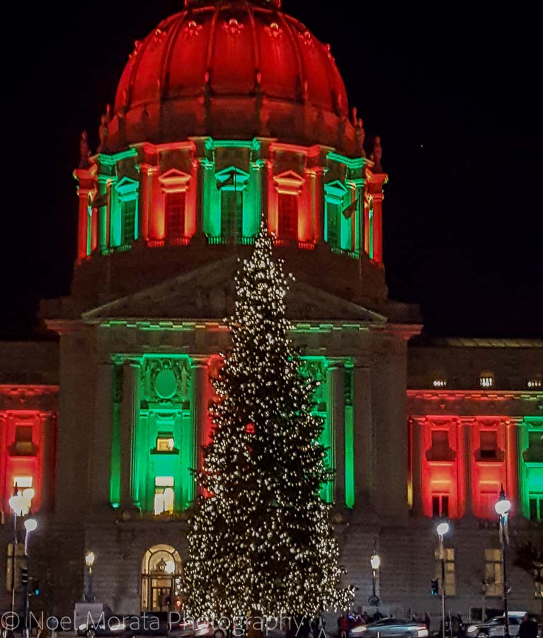 City hall Christmas lights in San Francisco