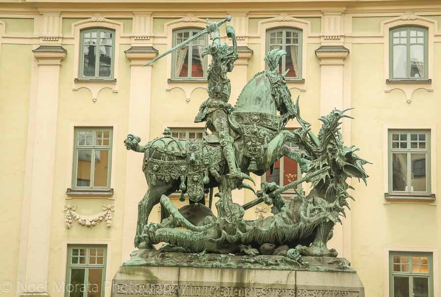 An attractive square and bronze statue in Gamla Stan, Stockholm 