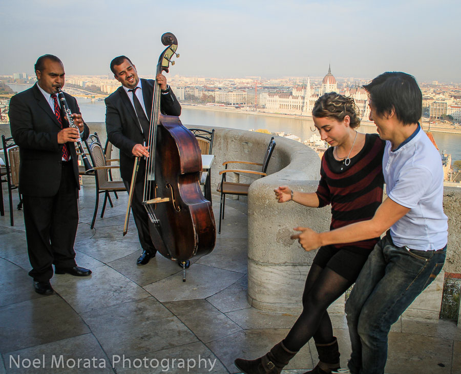 Live music and dance at Fisherman's Bastion in Buda section of Budapest best place to photograph Budapest