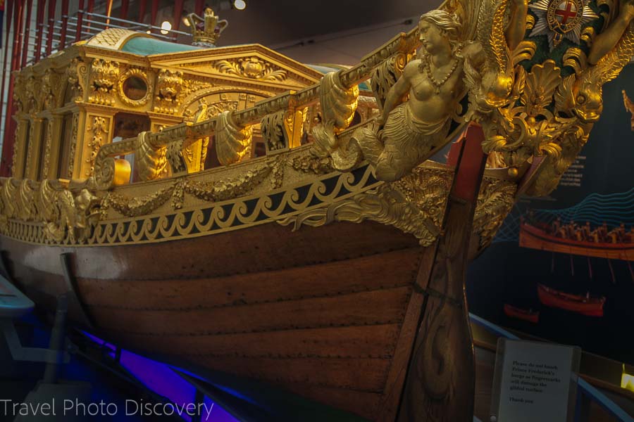 Ornate ship at the National Maritime Museum in Greenwich London 