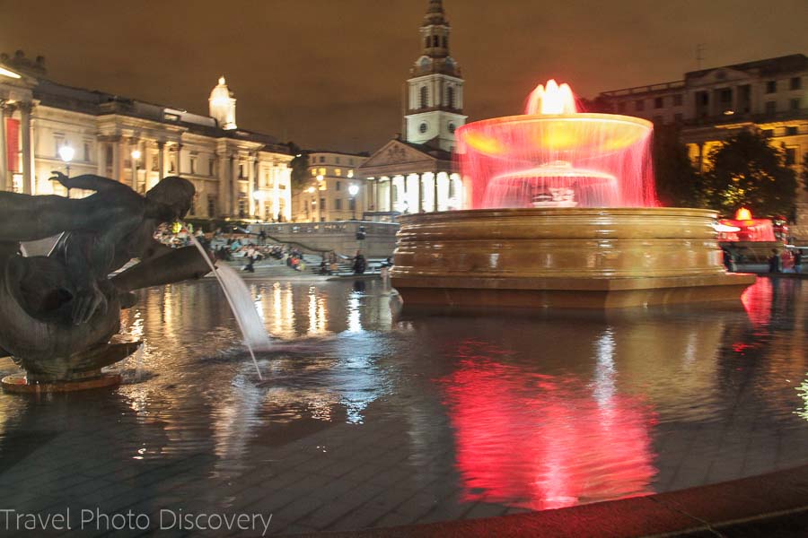 Trafalgar square at night places to visit in London