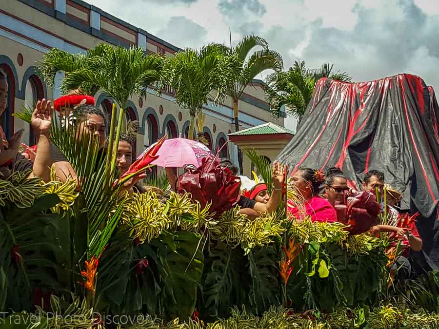 Volcano float at the Merrie Monarch Parade in Hilo Hawaii
