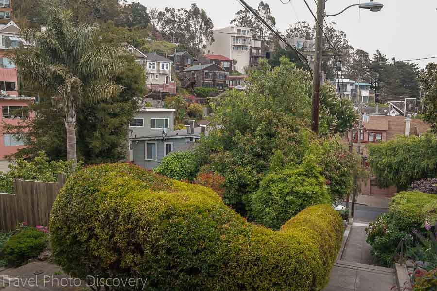 Views from the top of the Vulcan Stairs in San Francisco