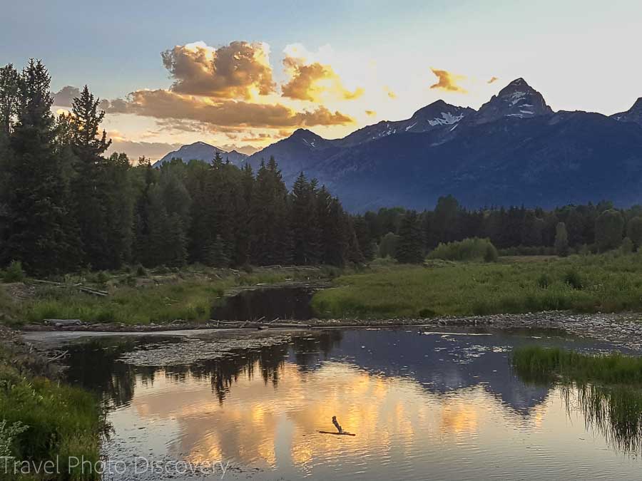 Evening water views to at the Grand Tetons National Park