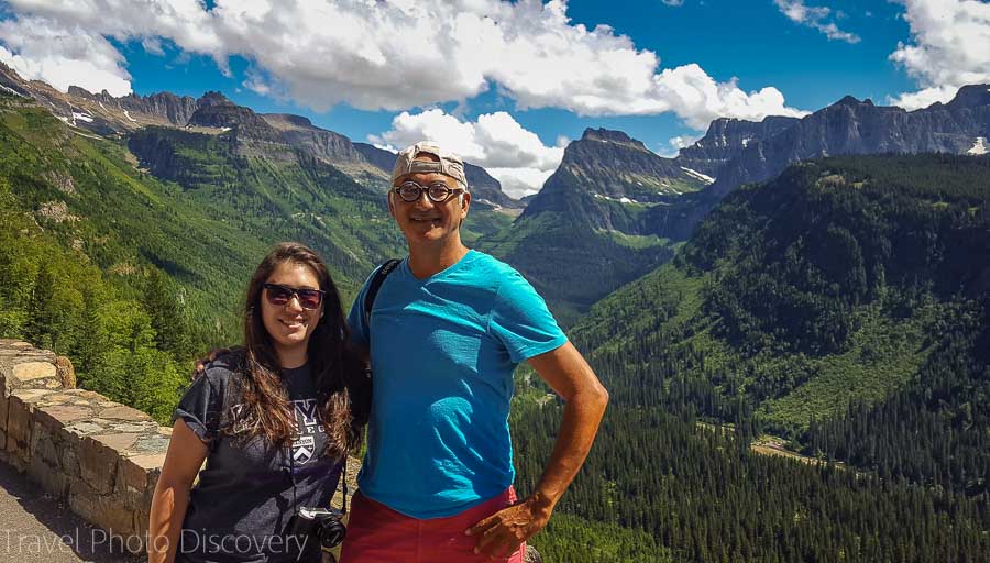 Selfies and view at Glacier National Park