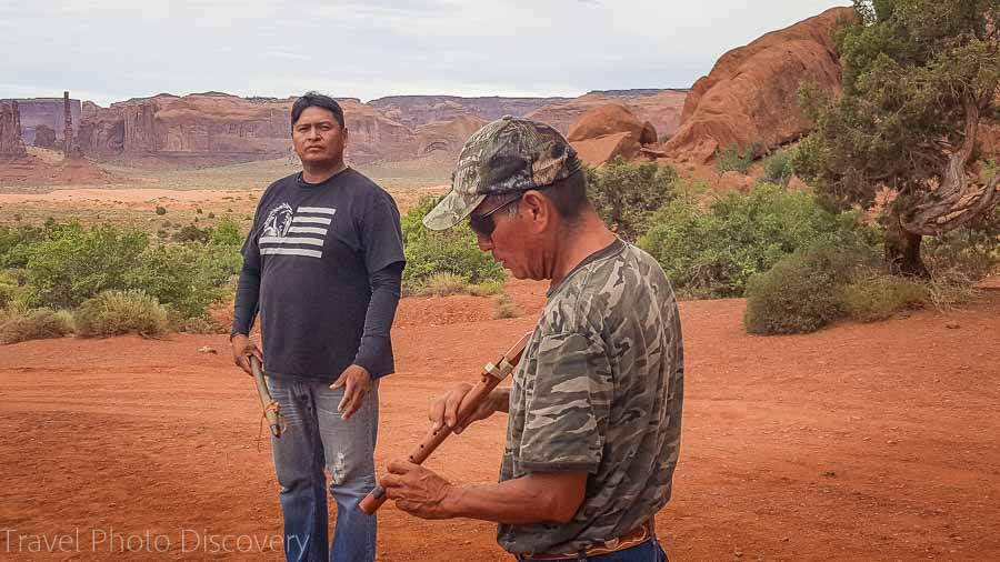 Native indian flute demonstration at Monument Valley, Utah