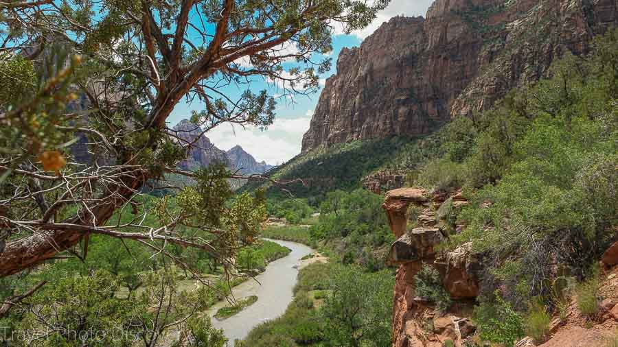 Hikiing up the Kayenta Trail at Zion National park