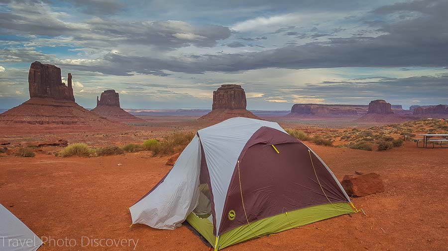 Setting up camp fronting Monument Vallley bordering Utah and Arizona