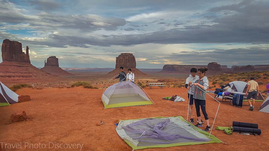 Taking down the campsite at Monument Valley Navajo tribal park